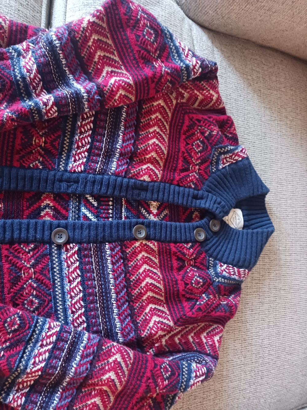 St. John's Bay Red & Navy Patterned Button-Front Cardigan